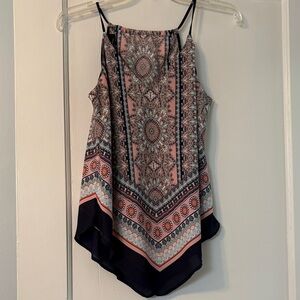 I N Studio Pink and Navy Patterned Camisole